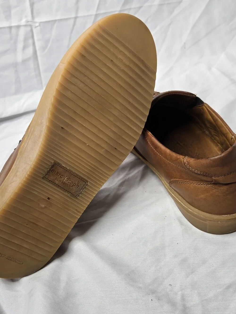 Marc Joseph New York Men’s Woven Leather Slip On Sneakers Cognac Brown 10.5